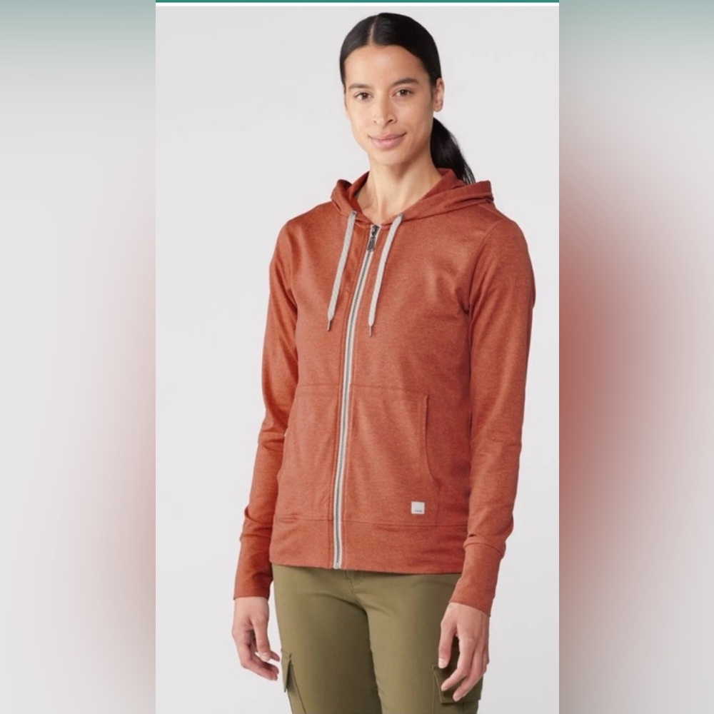 Vuori Halo Performance Full Zip Hoodie Cinnamon Heather Size Large
